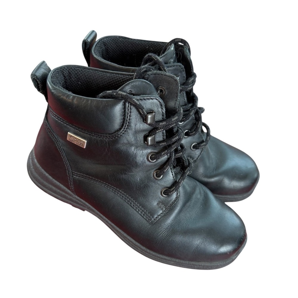 ECCO Gore-Tex Black Leather Hiking Boots Womens 38 Waterproof Lace Up Ankle